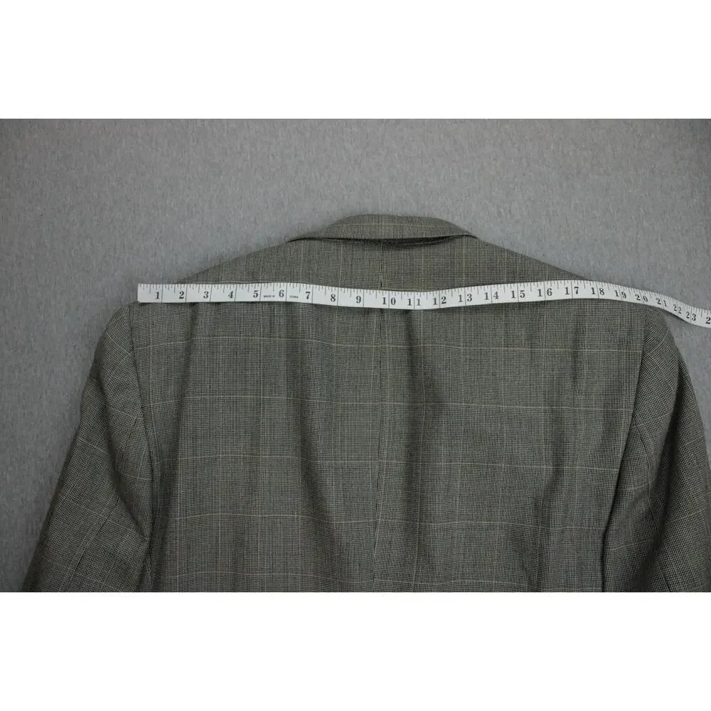 Jos A Bank Blazer Mens Size 46R Brown Windowpane Silk Wool 2 Button Notch Lapel